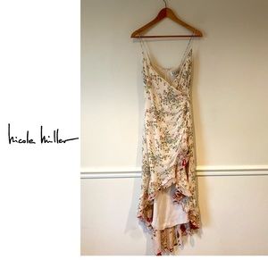 Sexy Vintage Nicole Miller Ruffled Floral High-low Hem Dress - Size 6